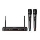 Sistema de 2 micrófonos inalámbricos UHF con selector automático de frecuencia y batería recargable
