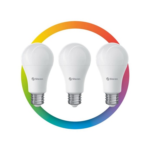 [STRN000210] PAQUETE DE 3 BOMBILLOS LED RGB MULTICOLOR WIFI 10W